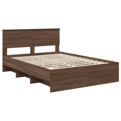 Estrutura da Cama de casal moderno com cabeceira Carvalho Marrom 150 x 200 cm