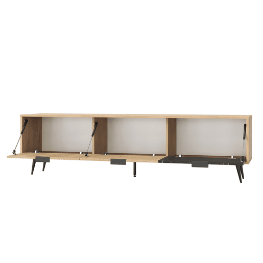 Móvel TV 3 portas 180 cm Luka Madeira e Preto