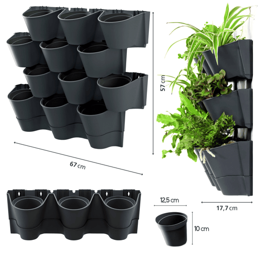 Vaso vertical de plástico Prosperplast Cascade Wall