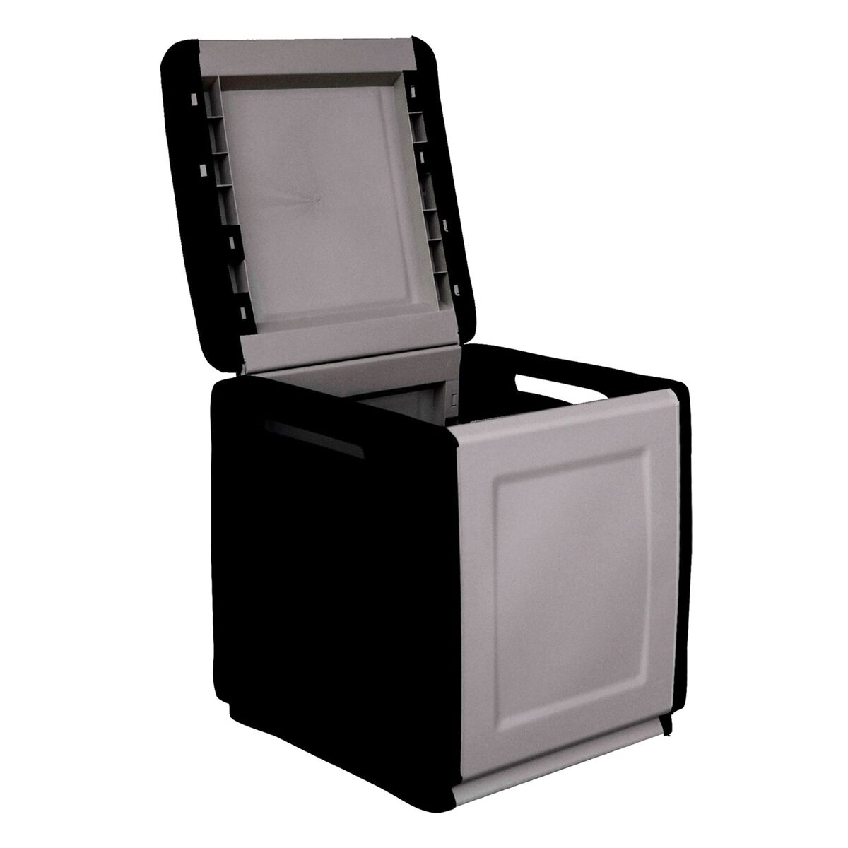Baúl en polipropileno de 57x54x53cm - 130l color gris oscuro y negro