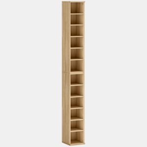 HOMCOM Estante para CD ou DVD Suporte para CD com 12 Compartimentos para 204 CDs e Prateleira Ajustável para Sala de Estar Dormitório Escritório 2 Unidades 21x22,5x88,5 cm Madeira