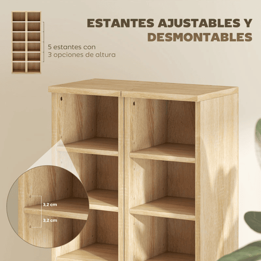 HOMCOM Estante para CD ou DVD Suporte para CD com 12 Compartimentos para 204 CDs e Prateleira Ajustável para Sala de Estar Dormitório Escritório 2 Unidades 21x22,5x88,5 cm Madeira