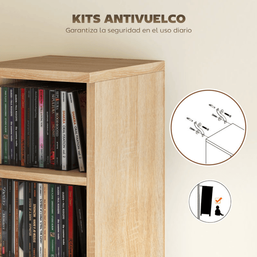 HOMCOM Estante para CD ou DVD Suporte para CD com 12 Compartimentos para 204 CDs e Prateleira Ajustável para Sala de Estar Dormitório Escritório 2 Unidades 21x22,5x88,5 cm Madeira