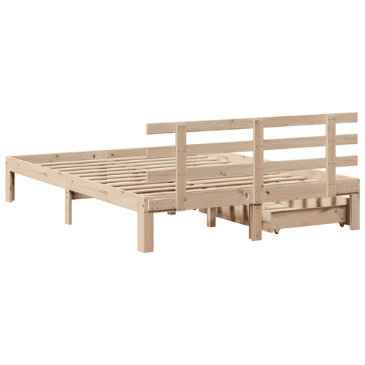Estrutura De Cama De Casal Moderno c gavetas - 150x200 cm madeira de pinho maciça