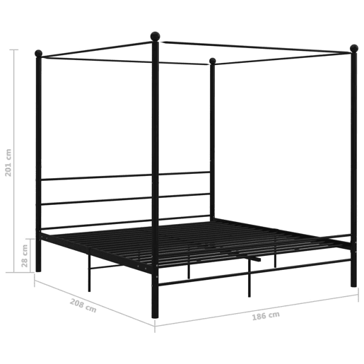 Estrutura De Cama de casal simple De Casal Simple - dossel 180x200 cm metal preto
