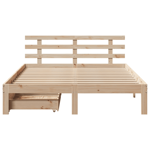 Estrutura De Cama De Casal Moderno c gavetas - 140x190 cm madeira de pinho maciça