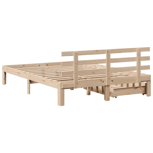 Estrutura De Cama De Casal Moderno c gavetas - 140x190 cm madeira de pinho maciça