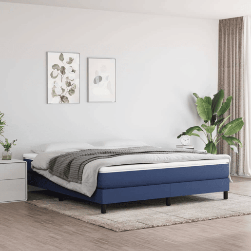Estrutura de Cama de casal moderno com molas 180x200 cm tecido azul