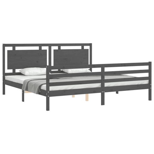 Estrutura de Cama de casal moderno com cabeceira 200x200 cm madeira maciça cinza