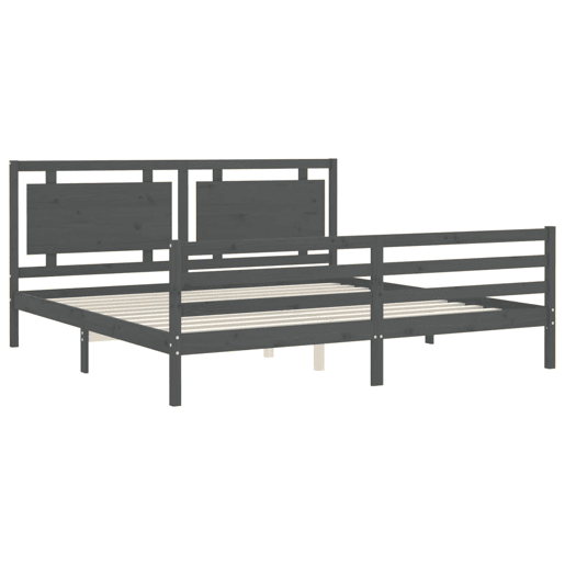 Estrutura de Cama de casal moderno com cabeceira 200x200 cm madeira maciça cinza