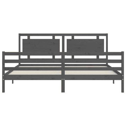 Estrutura de Cama de casal moderno com cabeceira 200x200 cm madeira maciça cinza