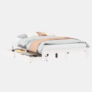 Estrutura de Cama de casal moderno com gavetas - 160x200 cm pinho maciço branco