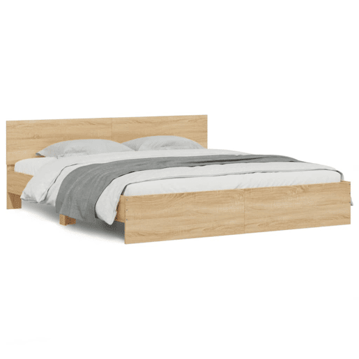 Estrutura Cama de casal simple c cabeceiraluzes LED 200x200cm carvalho sonoma