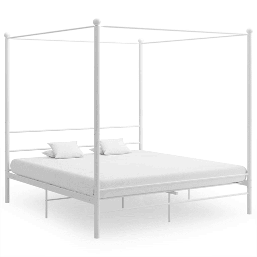 Estrutura de Cama de casal simple com dossel 180x200 cm metal branco
