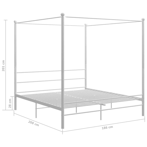 Estrutura de Cama de casal simple com dossel 180x200 cm metal branco