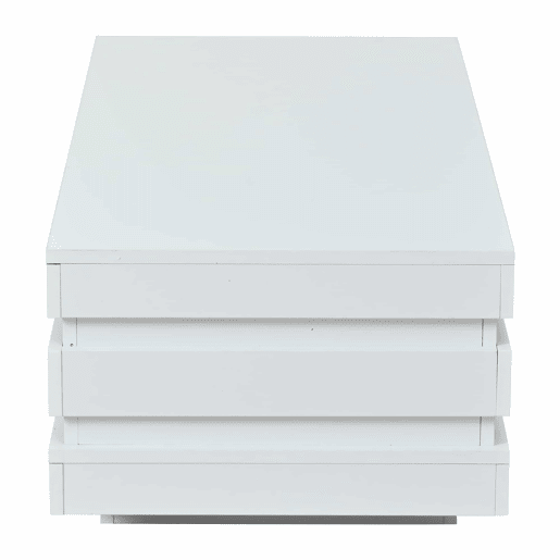 Mesa de centro 100 x 50 x 35 cm u2014 com compartimento de arrumação central oco, iluminação LED em fita, acabamento de alto brilho, ideal para apartamentos pequenos u2014 branco