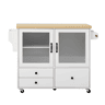 Ilha de cozinha móvel - Com rodas, mesa extensível, arrumação e porta-copos - Branco
