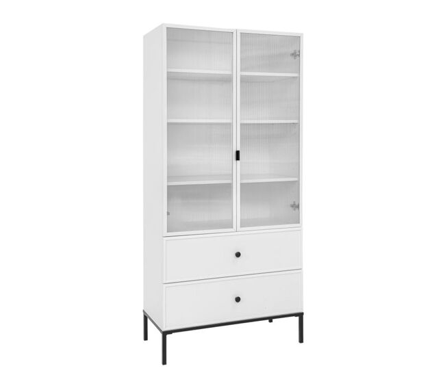 Librería de 2 puertas bellamy lumi - blanco y negro