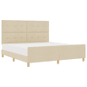 Estrutura da Cama de casal simple com cabeceira Creme 180 x 200 cm tecido