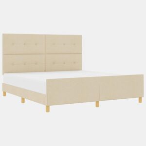 Estrutura da Cama de casal simple com cabeceira Creme 180 x 200 cm tecido