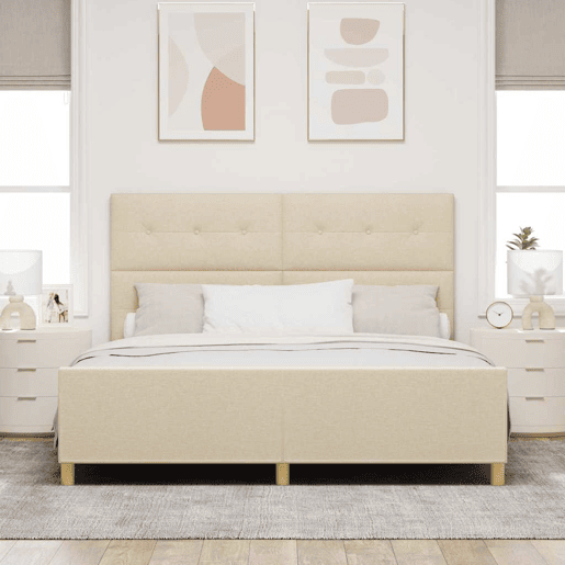 Estrutura da Cama de casal simple com cabeceira Creme 180 x 200 cm tecido