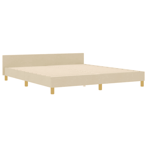 Estrutura da Cama de casal simple com cabeceira Creme 180 x 200 cm tecido