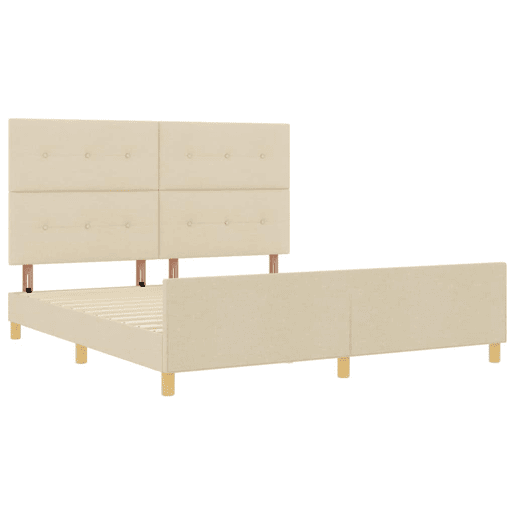 Estrutura da Cama de casal simple com cabeceira Creme 180 x 200 cm tecido