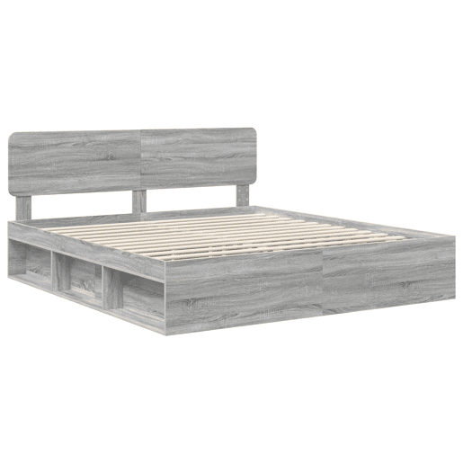 Estrutura da Cama de casal simple com cabeceira Cinza Sonoma 180 x 200 cm