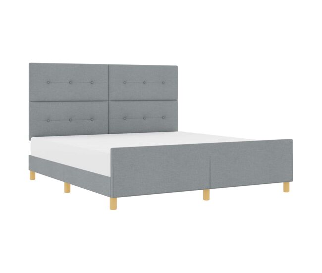 Estructura de cama doble matrimonial con cabecera - gris claro 180 x 200 cm tela