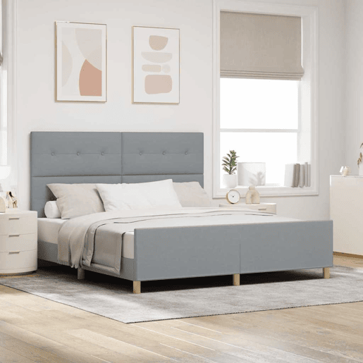 Estrutura De Cama De Casal Simple King Size - Cinzento-claro 180 x 200 cm tecido