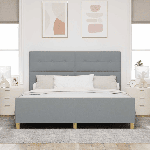 Estrutura De Cama De Casal Simple King Size - Cinzento-claro 180 x 200 cm tecido