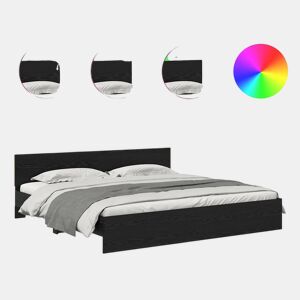 Estrutura da Cama de casal moderno com cabeceira Carvalho Preto 200 x 200 cm