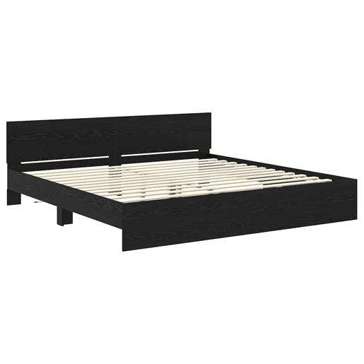Estrutura da Cama de casal moderno com cabeceira Carvalho Preto 200 x 200 cm
