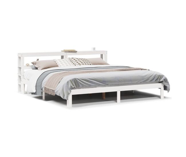 Estructura de cama doble matrimonial con cabecero - blanco 200x200 cm