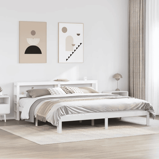 Estrutura De Cama Dupla para adultos c cabeceira - 200x200 cm branco Estrutura De Cama Dupla para adultos c cabeceira - 200x200 cm branco