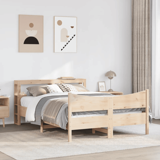 Estrutura de Cama de casal simple com cabeceira 160x200 cm pinho maciço