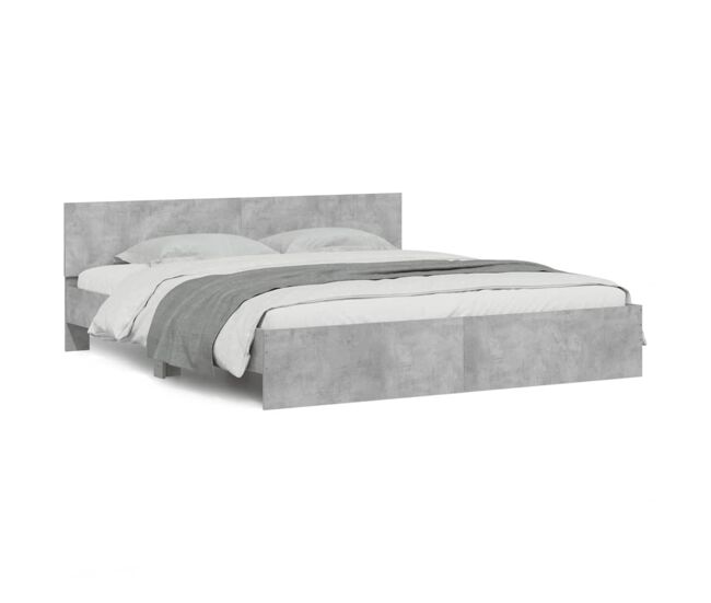Estructura de cama matrimonial estilo con cabecero gris hormigón 160x200 cm