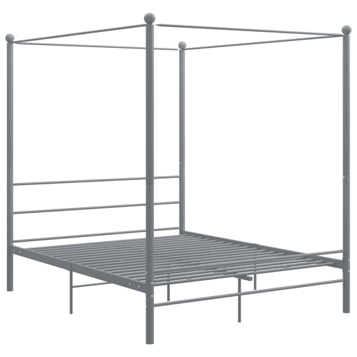 Estrutura de Cama de casal simple com dossel 160x200 cm metal cinzento