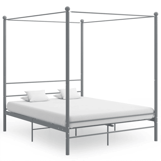 Estrutura de Cama de casal simple com dossel 160x200 cm metal cinzento
