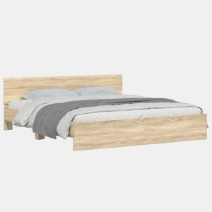 Estrutura de Cama de casal para adultos com cabeceira 160x200 cm carvalho sonoma