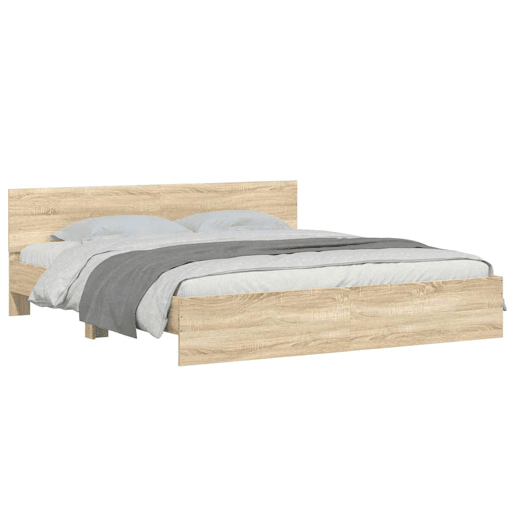 Estrutura de Cama de casal para adultos com cabeceira 160x200 cm carvalho sonoma