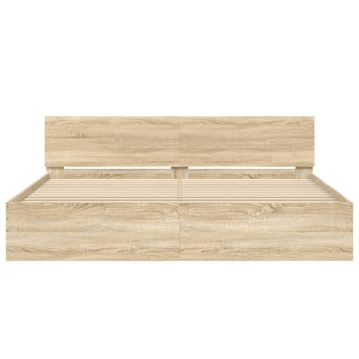 Estrutura de Cama de casal para adultos com cabeceira 160x200 cm carvalho sonoma