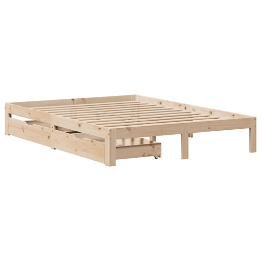 Estrutura De Cama De Casal Moderno c gavetas - 160x200 cm madeira de pinho maciça