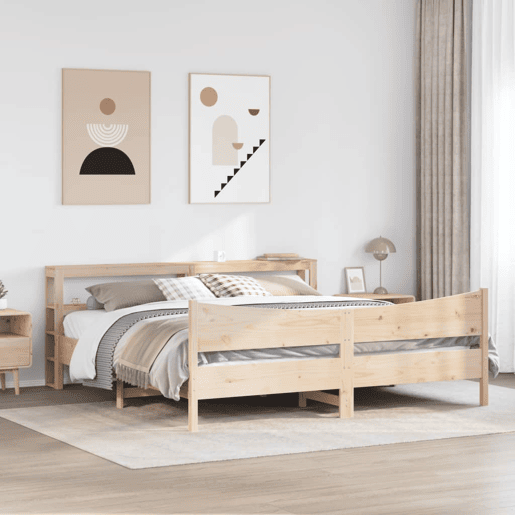 Estrutura de Cama de casal moderno com cabeceira 200x200 cm pinho maciço