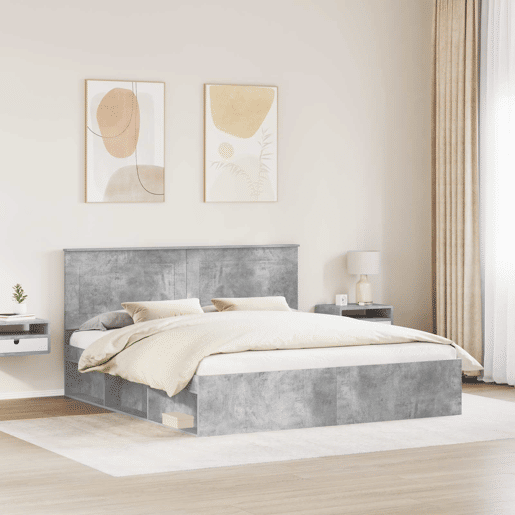 Estrutura de Cama de casal para adultos com cabeceira Concreto 180 x 200 cm