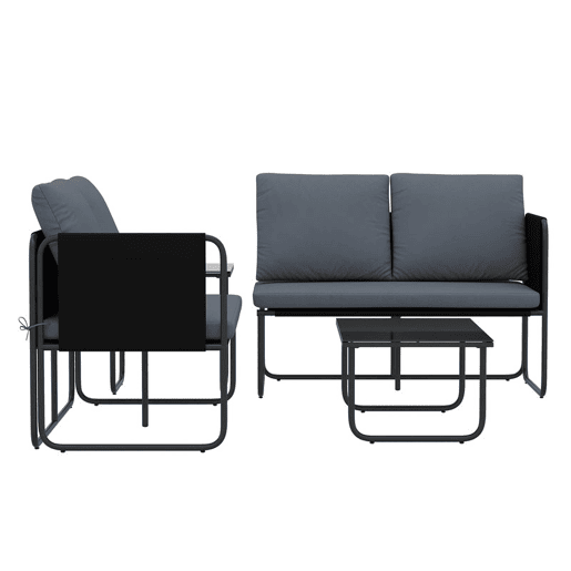 Outsunny Conjunto de Jardim de 4 Peças Móveis de Exterior com 2 Sofás de 2 Lugares 2 Mesas de Vidro Almofadas Capas Removíveis Bolsos Tecido Textilene Respirável Estrutura em Aço Cinzento