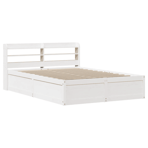 Estrutura De Cama De Casal c cabeceira - 135x190 cm pinho maciço branco