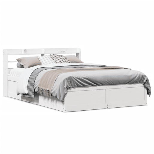 Estrutura De Cama De Casal c cabeceira - 135x190 cm pinho maciço branco