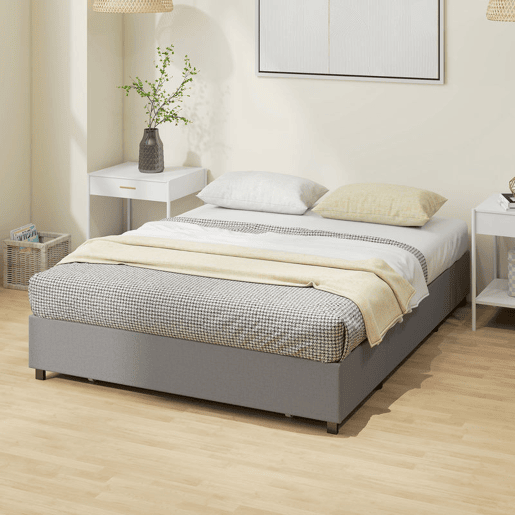 HOMCOM Cama Dupla 140x190 cm Estrutura com 3 Gavetas e Suporte de Aço até 363 kg Cinzento