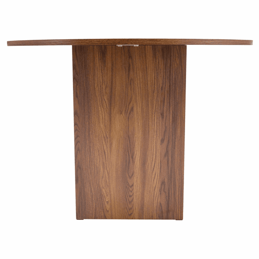 Mesa de jantar redonda de 100 cm u2013 com prateleiras abertas, acabamento em nogueira, para 4-6 pessoas u2013 nogueira